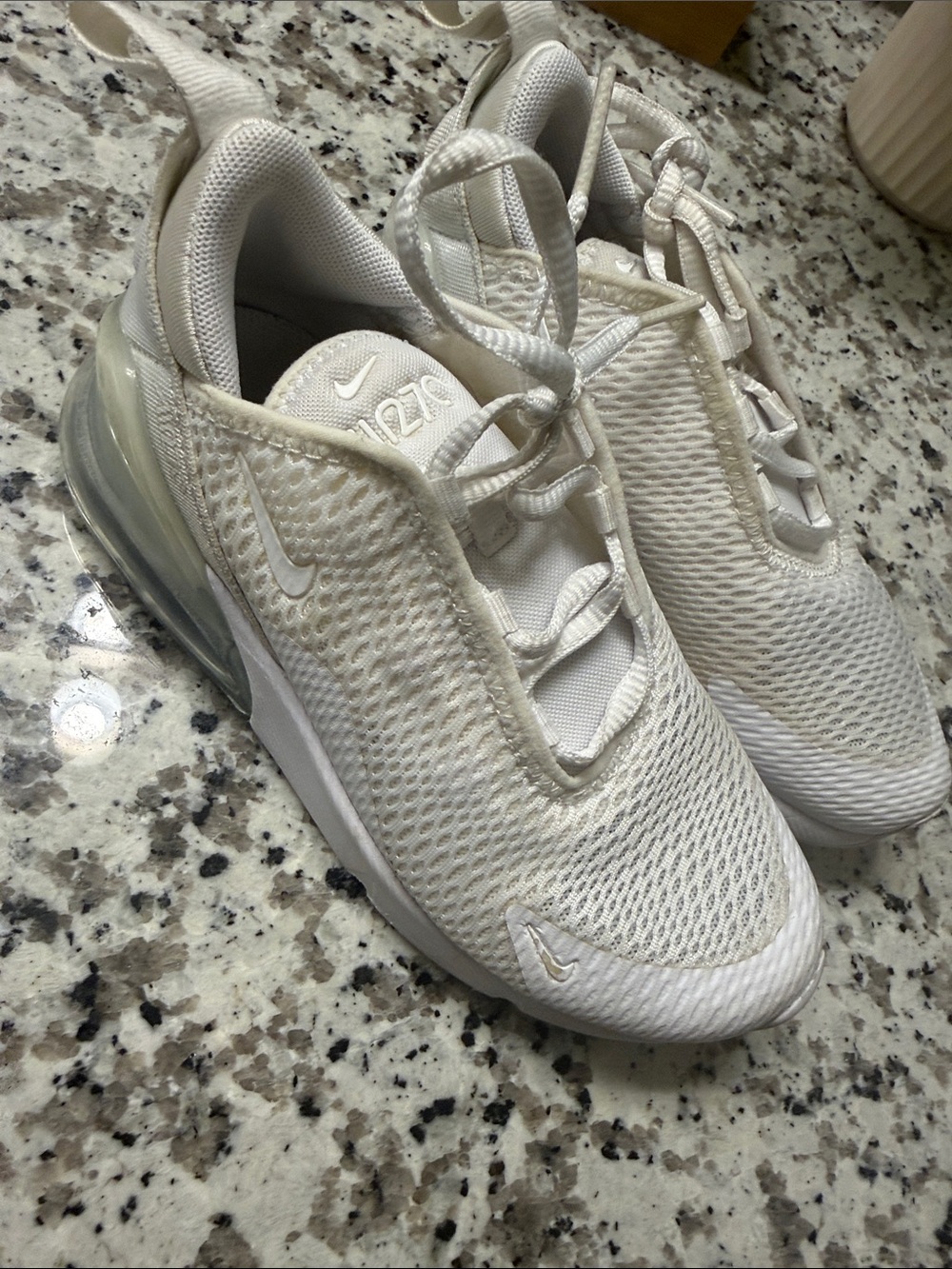 Nike Cream/White Mesh Air Max 270 Style Sneakers
